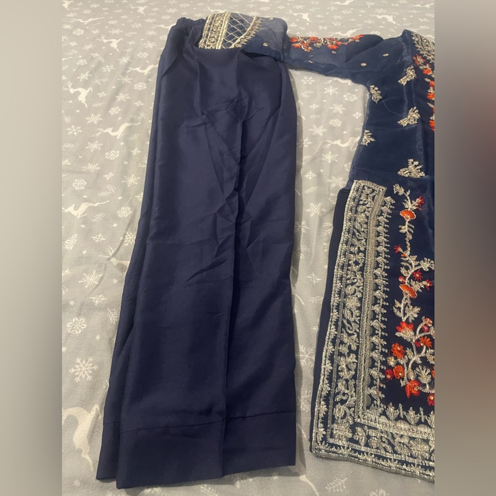 Pakistani 3 pieces organza dress with embroidery and stone work - Picture 5 of 11